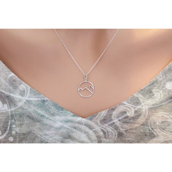 Sterling Silver Wire Mountain Charm Necklace, Silver Wire Mountain Charm - Picture 3 of 3